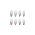 24Pcs Pink Blue Fake Nails with Glue DIY False Nails Wearable Nails Long Artificial Nails.
