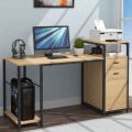 Industrial Style Computer Table Desk with Metal and Engineered Wood – Rustic Modern Desk for Home or Office. 