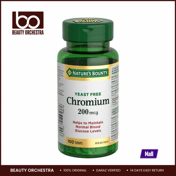 Nature’s Bounty Chromium 200mcg - 100 Tablets | Daraz.com.bd