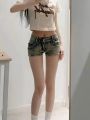 Slimming High-Rise Hot Pants for Hot Girls Summer Low Waist Denim Super Short Shorts Women's Slim Fit All-Match American High Street Wide-Leg Hot Pants. 