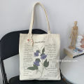 Copyright canvas bag women's single shoulder summer literature simple retro illustration flower large capacity student class bag. 