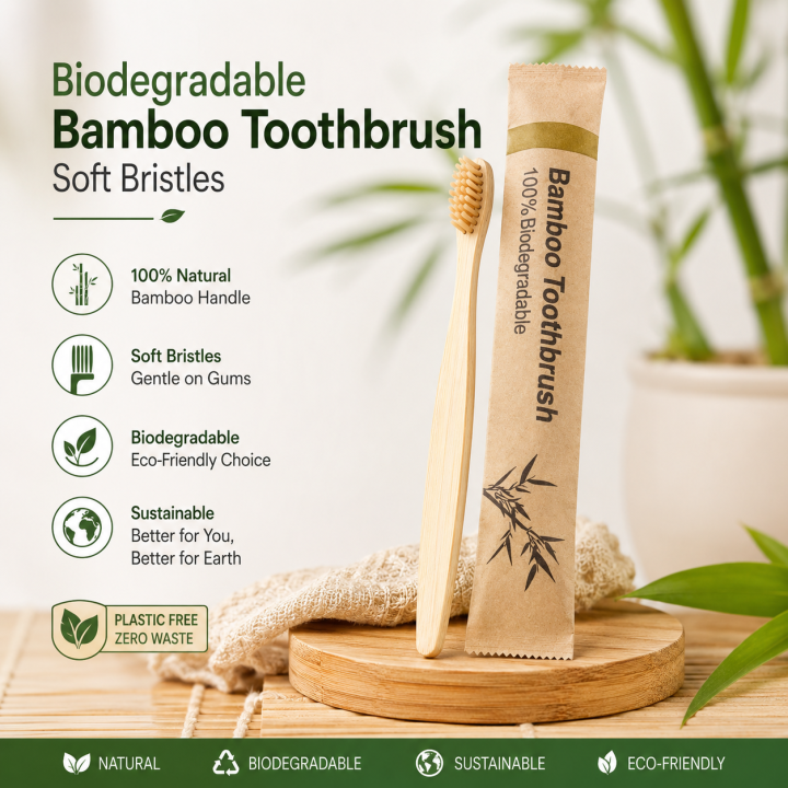 Biodegradable Bamboo Toothbrush Soft Bristles