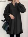 Womans fashionable Long Sleeve V-Neck Tunic Tops Elegant Holiday Blusas Mujer Female Casual Shirt plus sized. 