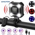 Bike Bell 4 Lamp Cycling Light 1200mAh Electric Horn Waterproof USB Charging Loud Alarm Security Bicycle Bell (Multicolor).