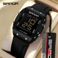 SANDA Solid Color Transparent Dial Multifunctional Timing Watch Outdoor Waterproof Night Light Men's Watch SD2175-6. 