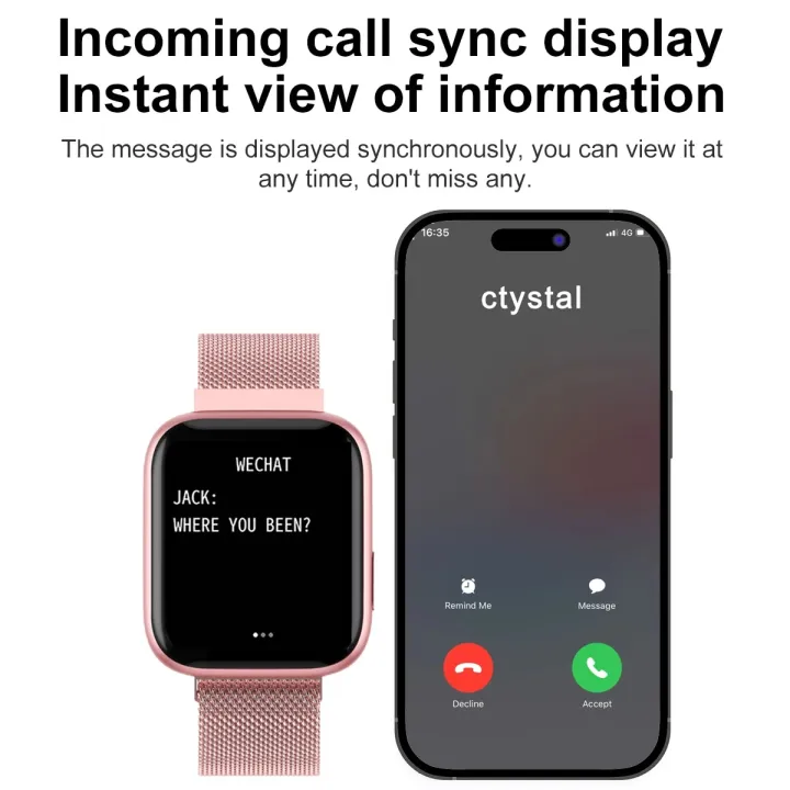 Smart%20Watch%20For%20Women%20Blood%20Pressure%20Heart%20Rate%20Monitoring%20Pink%20Fitness%20Sports%20Smartwatch%20Smart%20Notification%20IP67%20Waterproof%20-%20Image%204