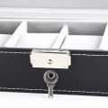 6 Slot Leather Watch Box Display Case Organizer Glass Jewelry Storage Black - Safeguard Timepieces With The 6 Slot Leather Watch Box. 