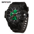 SANDA 6198 Fashionable Cool Night Light Dual Screen Multi functional Outdoor Sports Waterproof Men's Electronic Watch. 