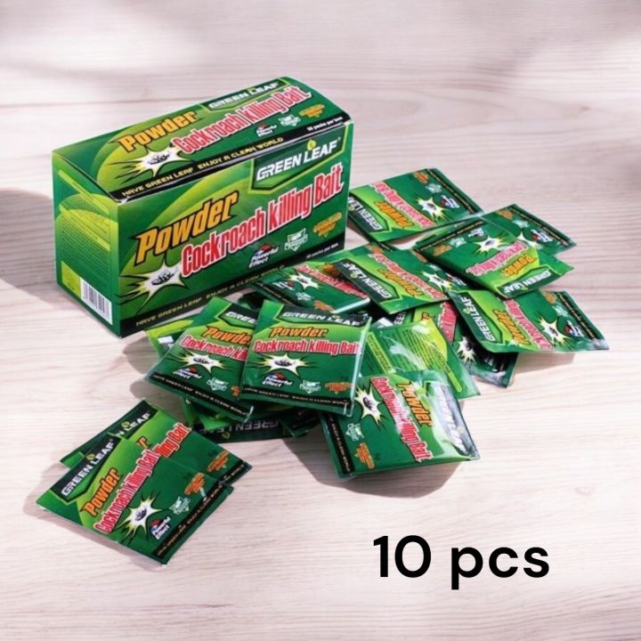 Cockroach Killer Powder | Green Leaf 10-Pack | 5g Per Bag | Fast-Acting Roach Repellent | Covers 150-200 sqm | Safe & Odorless | Best for Home, Office, Kitchen & Commercial Use