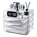 Transparent Desktop Organizer Easy Access Acrylic Stackable File Tray Storage Rack for Home Office Document Organization. 