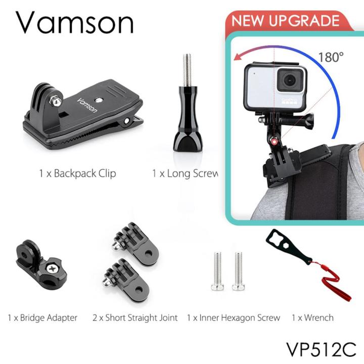 Vamson for Go Pro 10 9 8 Accessories 360-Degree Rotation Clip For GoPro Hero 9 8 7 6 5 4 3+ for yi 4K for SJCAM for SJ4000 VP512