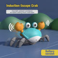 Dancing Crab Toy for Babies Crawling Interactive Escape Crabs Walking Dancing with Music Automatically Avoid Obstacles Toys.