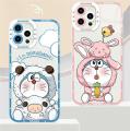 Casing For Realme C53 C55 C35 C33 C30 C11 2021 C20 C12 C15 C21Y C25Y C21 cover Angel Eyes Crystal Cartoon Doraemon Soft Clear Case Lens Protection Transparent Shockproof Square TPU Silicone Full Protection Cute. 