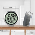 1 PCS No Punching Suction Cup Clock Gray Plastic Home Waterproof Bathroom Kitchen Clock LCD Digital Display Clock Temperature Detector. 