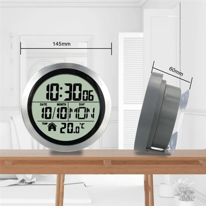 1%20PCS%20No%20Punching%20Suction%20Cup%20Clock%20Gray%20Plastic%20Home%20Waterproof%20Bathroom%20Kitchen%20Clock%20LCD%20Digital%20Display%20Clock%20Temperature%20Detector%20-%20Image%206