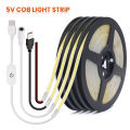 Dimmable FOB COB LED Strip 5V USB 320LEDs/m High Density Led Tape Light Bar 5mm Width RA 90 3000-6500K Ribbon Linear Lighting. 