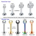 4Pcs 16G 6/8mm Rod Crystal Tragus Piercing Labret Lip Ring Nose Piercing Oreja Helix Ear Studs Conch Pircing Cartilage Earrings.