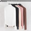 Modal T T-shirt Women's Long Sleeve Half Turtleneck Bottoming Shirt New Solid Color Slim Fit Show Thin Black Thin Top.