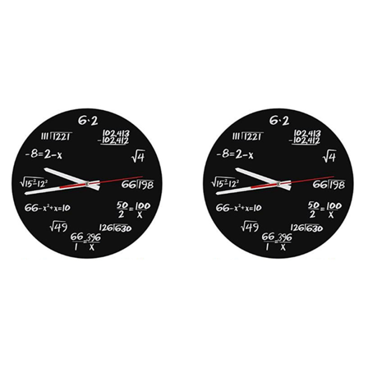 2X Math Wall Clock , Math Formulas Clock Quiz Clock in Black And White Unique Math Equation Clock for Home, Office