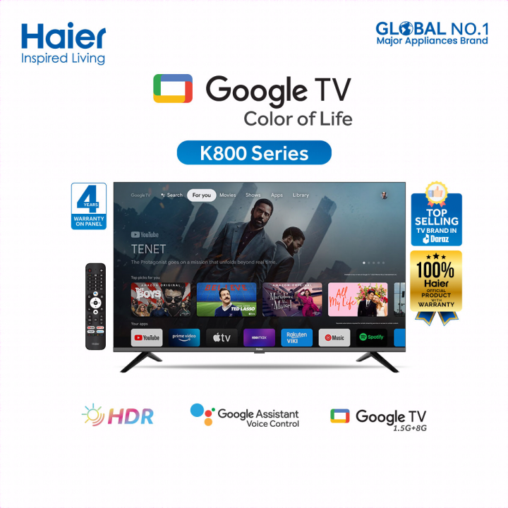 Haier 43" FHD Smart Google TV (H43K800FX) with Free Bongo Subscription