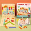 Children Wooden Geoboard Toys Nail Board Geometric Column Set Construction Puzzle Geometric Pegboard Montessori Sensory Toy.