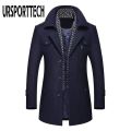 Winter Men's Wool Coats New Fashion Middle Long Scarf Collar Cotton-padded Thick Warm Woolen Coat Male Trench Coat Overcoat. 