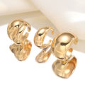 3Pcs Elegant Gold Geometric Curved Exaggerated Smooth Round Ball Open Rings Joint Ring Set. 