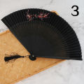 Red Hanfu Silk Face Fan Chinese Ancient Style Japanese Bamboo Folding Fan Hand Painted Plum Blossom Spun Silk Fan Retro Dance Fan.