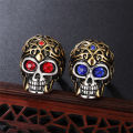 Wholesale Punk 316l Stainless Steel Skull Ring For Men With Cubic Zircon Drop Punk Jewelry Demon Ring. 