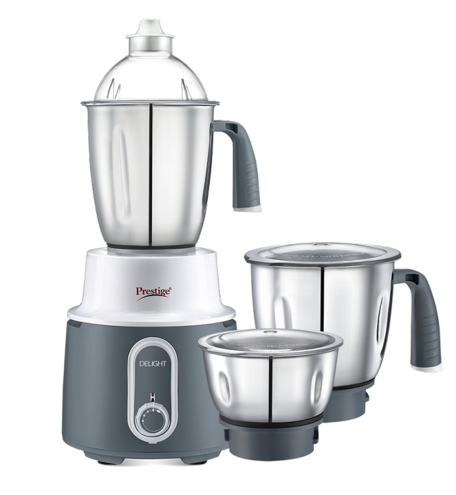 Prestige Delight 750 W Mixer Grinder, 3 Stainless Steel Jars (1500 ml, 1000 ml, 300 ml) (Charcoal Grey)