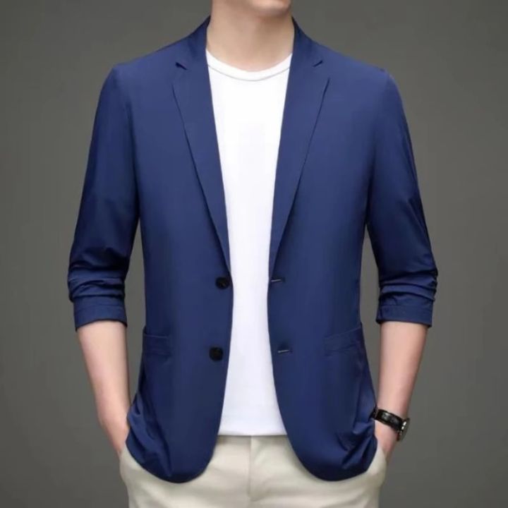 Sun Protection Clothing Men 2023 New Ice Silk Lightweight Spring and Summer Thin Mens Blazer Jacket Smart Casual Male Suit Coat