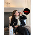 Vintage Cropped Tweed Jackets Women Elegant Black Thicken Coat Korean Single Breasted Blazer Casual Warm Short Outerwear Tops. 