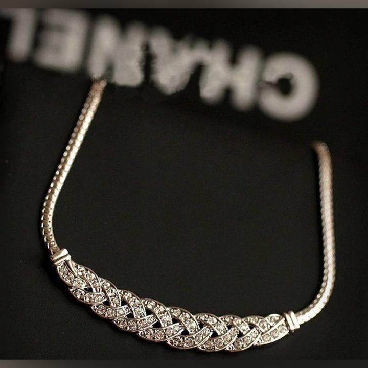 Rhinestone Tassel Chain Necklace Clavicle Chain Fashion