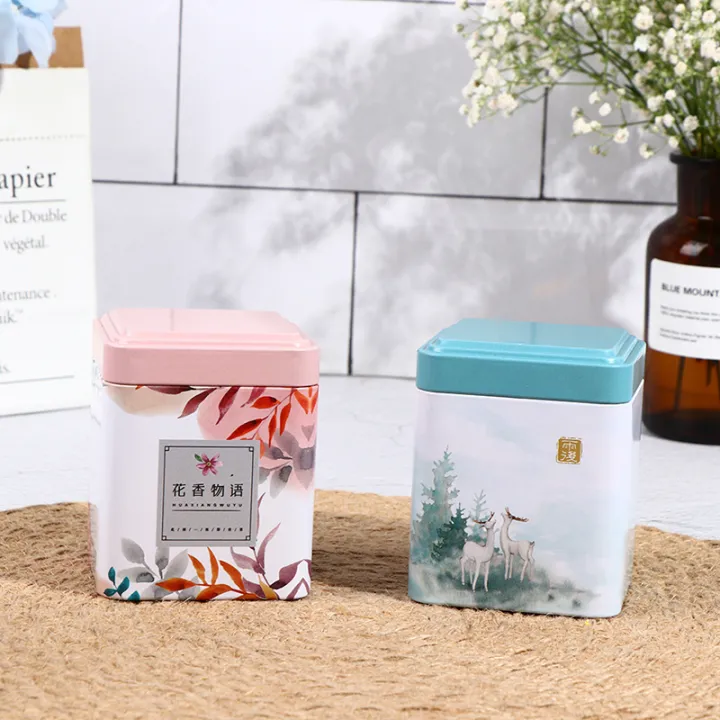 Tea%20Sealed%20Box%20Kitchen%20Storage%20Container%20Jar%20Square%20Can%20Candy%20Iron%20Vintage%20MJD%20-%20Image%206