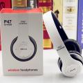 Wireless Bluetooth Headphone P47 Stereo Earphone with SD Card Slot - Blue. 