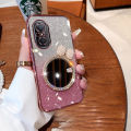 New Phone case Realme Note 60 Note 50 Back Cover with Bow Makeup Mirror Luxury Shiny Gradient Plating Glitter Girls Slim Phone cases Transparent Soft Silicone Protective Pouch.