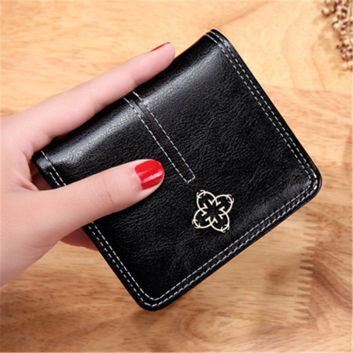 Wax Leather Women's Small Wallet European And American Retro Coin Purse Short Thin Wallet Oil