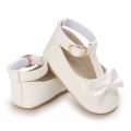 Newborn Anti-slip Shoes, Baby Girls Hollow-out Solid Color First Walking Shoes with Bow. 