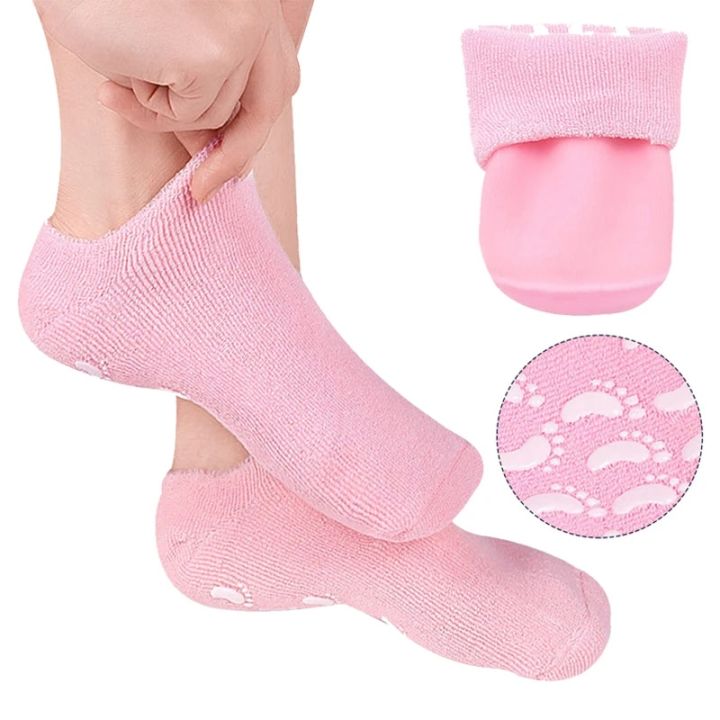 1pair Reusable Spa Gel Socks Gloves Moisturizing Whitening Exfoliating Socks Velvet Smooth Beauty Hand Foot Care Silicone Sock