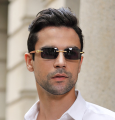 Custom Women Men New Wood Grain Color Buffalo Horn Shape Fashion Small Square Sun Shades Glasses Trendy Rimless Sunglasses 2021.