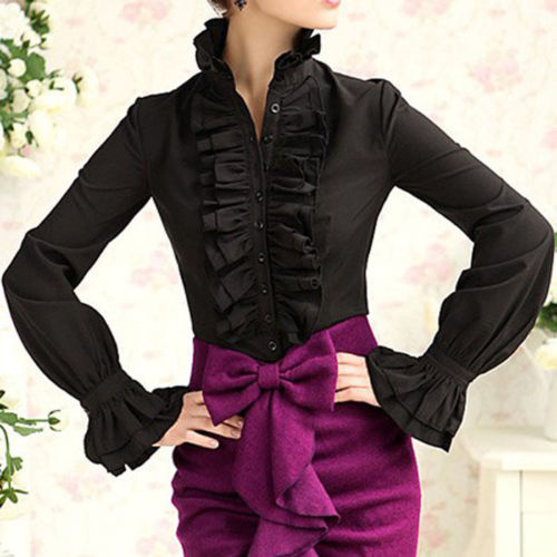 Fashion%20Autumn%20Tops%20Victorian%20Womens%20Tops%20Ruffles%20Long%20Sleeve%20Frill%20Solid%20Color%20OL%20Office%20Shirt%20Frilly%20Cuffs%20High%20Neck%20Blouse%20-%20Image%205