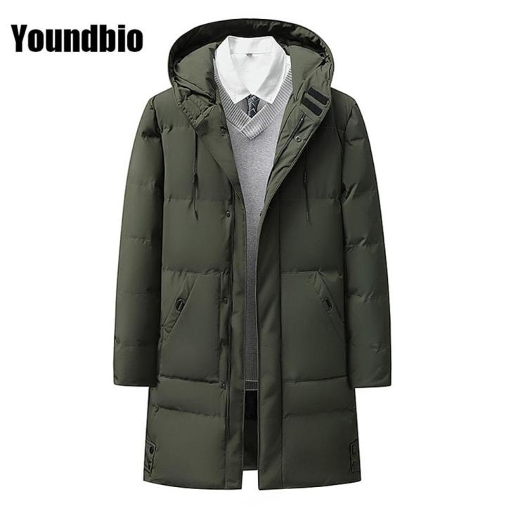 Winter Men Parkas Hooded Warm Mid-Length Coat Men Solid Color Casual Fashion Streetwear Parka Coat Men Large Size 8XL