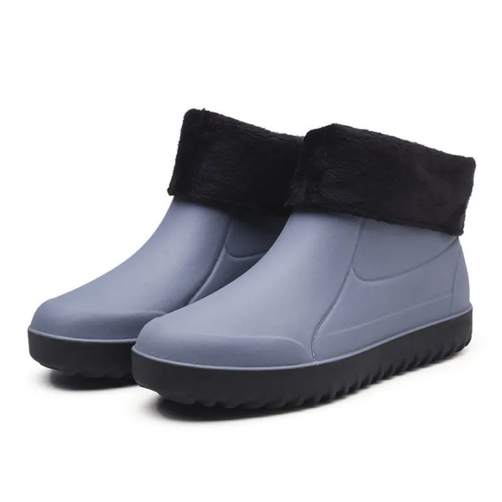 Mid-Calf%20Rain%20Shoes%20Fashion%20Velvet%20Padded%20Rubber%20Shoes%20Men's%20Thickened%20Rubber%20Boots%20Waterproof%20Rain%20Boots%20Rain%20Boots%20Kitchen%20Winter%20Short%20Non-Slip%20Warm%20-%20Image%204