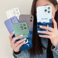 Jizetin for OPPO Reno6 4G Case Boating On Moon Night Lens Protect Frosted Plating Phone Back cover Soft TPU Mobile Phone Case. 