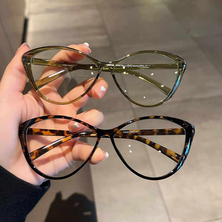 Fashion Women Anti Blue Glasses Retro Cat Eye Leopard Print Transparent Frame Eyewear Computer Goggles Eyeglasses