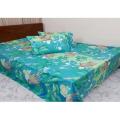 Double Size Cottont  Bed Sheet With  2 Pillow Covers - Multicolor. 