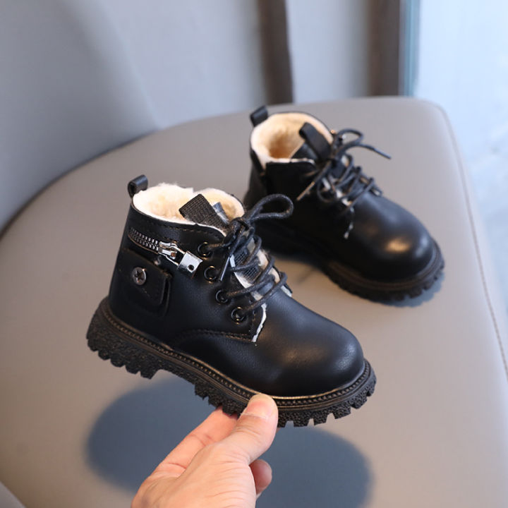 2021%20Winter%20New%20Children's%20British%20Booties,%20Boys'%20Fashion%20Fleece%20Martin%20Boots,%20Girls'%20Side%20Zipper%20Soft%20Sole%20Cotton%20Boots%20-%20Image%204
