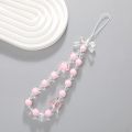 Bow Crystal Beaded Mobile Phone Chain Lanyard Jewelry Accessories Simple Non-slip Wristband Cellphone Case Rope for Women Gifts.