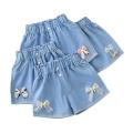 Outerwear Pants for Baby Girls Summer Slim Medium Sized Children's Shorts Denim Shorts for Girls Summer 2024 New. 