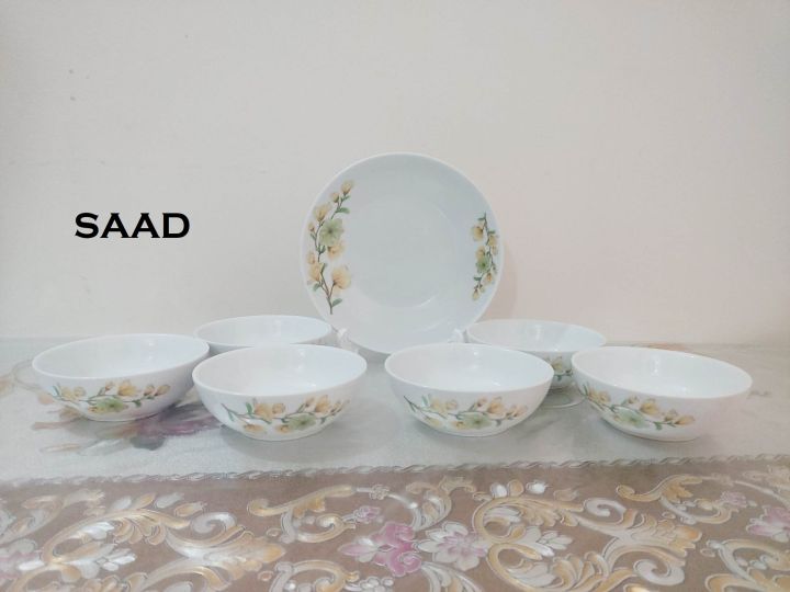 Ceramic%207%20Pcs%20Deep%20Curry%20Bowl%20Or%20Snack%20Bowl%20Set.%20Soup%20Bowl,%20Rejala%20Bowl%20Set,%20Gift%20And%20Home%20Decoration%20-%206%20Pcs%20Ceramic%20Curry%20Bowl/Bati%20Off%20White%20With%20Print.%20-%20Image%202